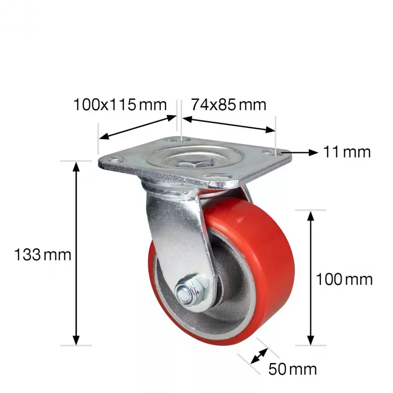 Wagner design yourself Τροχός με στροφή βαρέως τύπου RO 0116 Κόκκινο (4011601)