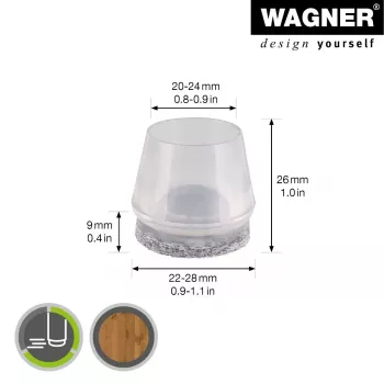 Wagner design yourself EH 0564 Καλύμματα ποδιών καρέκλας πλαστικά Ø 2,2-2,8 cm 4 τεμ. (15056499)