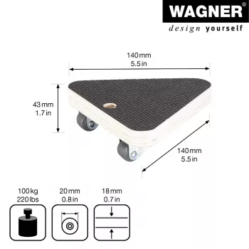 Wagner design yourself Ροδάκι μεταφοράς MM 1314 καφέ 140 x 140 x 43 mm έως 100 kg (20131401)