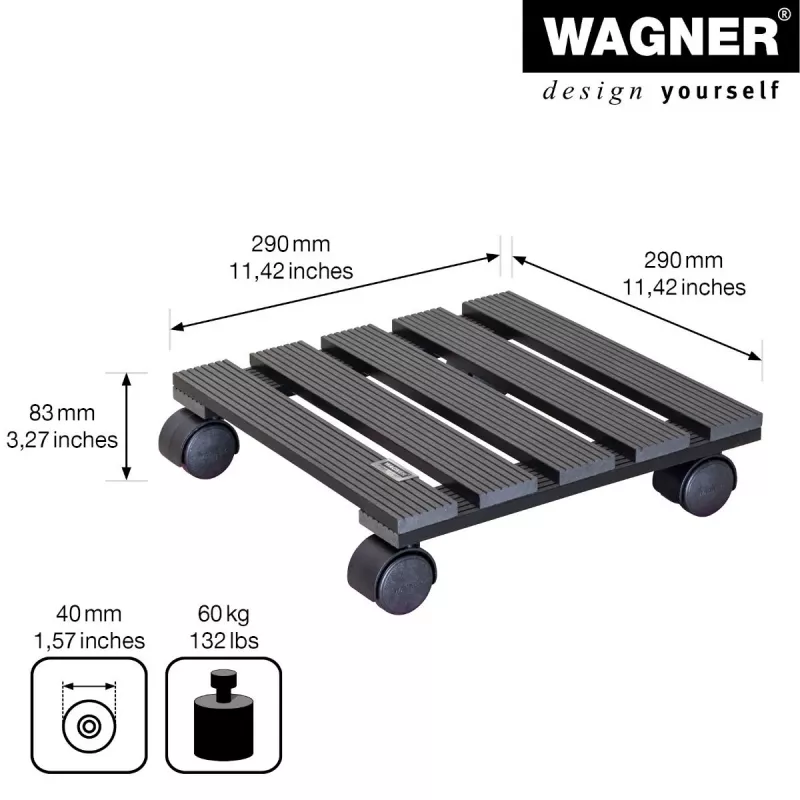 WAGNER Multi Roller WPC ανθρακί 60 διπλά ροδάκια 60kg τετράγωνο (20050001)