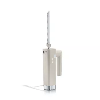 GRAEF EK508EU Ηλεκτρικό μαχαίρι 180 W λεπίδες ανοξείδωτου χάλυβα, 2 λεπίδες με οδοντωτή κόψη, εργονομική λαβή, βάση αποθήκευσης ξύλινη, διακόπτης ασφαλείας, καλώδιο 1,2 m, λευκό
