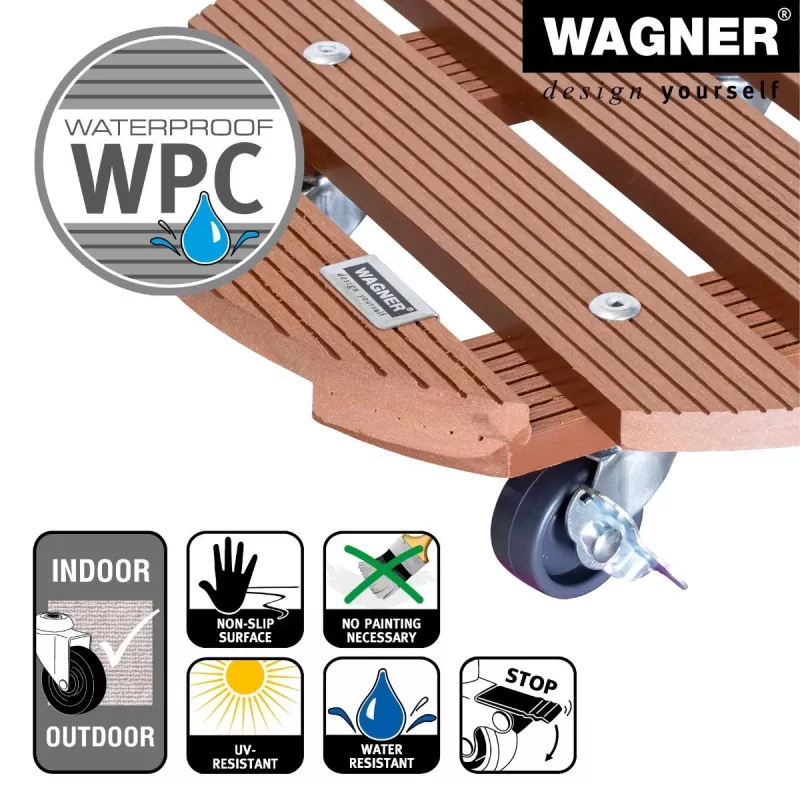 Wagner design yourself Ροδάκια γλάστρας WPC GH 0535 στρογγυλά καφέ 29 x 7,5 cm 20053501