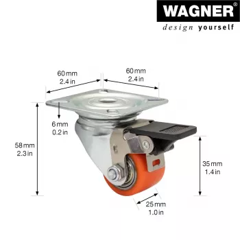 Wagner design yourself Ρόδα με φρένο βαρέως τύπου RO 7935 Κόκκινο 75 mm 100 kg 4793501