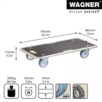 Wagner design yourself Ρόδα μεταφοράς MM 1345 Καφέ 36,5 x 74,0 x 14,5 cm έως 300 kg (20134501)