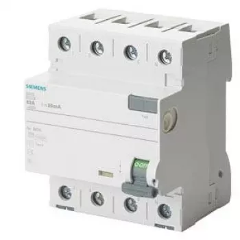 Siemens SENTRON 5SV36448 Διακόπτης προστασίας από ρεύμα διαρροής, Τύπου A, 40 A, 300 mA, 4-πολικός, 400 V, επιλεκτικός
