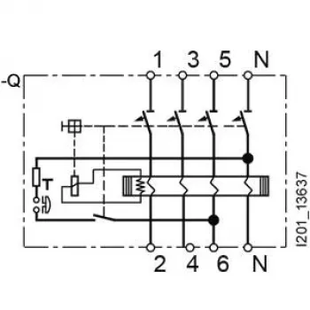 Siemens SENTRON 5SV36448 Διακόπτης προστασίας από ρεύμα διαρροής, Τύπου A, 40 A, 300 mA, 4-πολικός, 400 V, επιλεκτικός