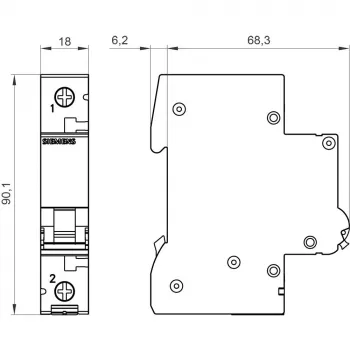 Siemens 5SL61026 SENTRON 5SL Αυτόματο διακόπτης προστασίας γραμμής, 1-πολικός, 2 A, χαρακτηριστική απόζευξης C, 6 kA ικανότητα ζεύξης, 230/400 V AC, τοποθέτηση σε ράγα DIN, πλάτος 1 μονάδας