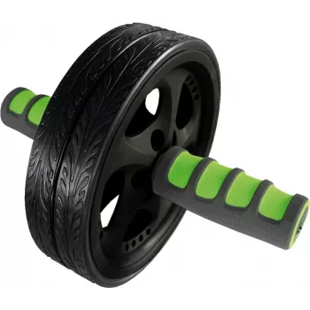 SCHILDKROT AB Roller / Εκγυμναστής κοιλιακών, μαύρο/πράσινο, διπλός τροχός, διάμετρος 185 mm, πλάτος 45 mm 960045