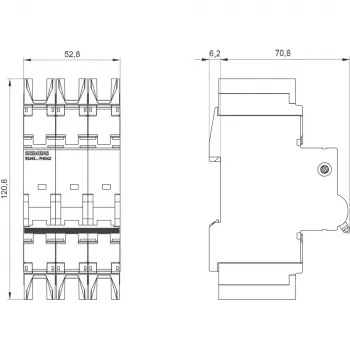 Siemens SENTRON 5SJ4 3-πολικός διακόπτης προστασίας γραμμής, χαρακτηριστική C, 16 A, 6 kA, 400 V AC 5SJ43167HG42