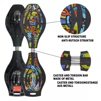 SCHILDKROT Waveboard Good Vibes Graffiti Μεγάλη πλαστική πλατφόρμα με αντιολισθητική υφή 510801