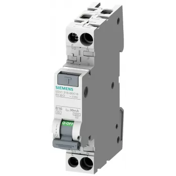 Siemens 5SV16166KK16 RCBO, 1P+N, 16 A, 30 mA, Τύπος A, Χαρακτηριστική C, 6 kA