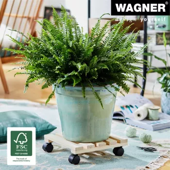 WAGNER design yourself ροδάκι φυτών GH0037, ξύλο οξιάς, μπεζ, τετράγωνο, 29 x 29 x 8,3 cm, 100 kg αντοχή 20003701