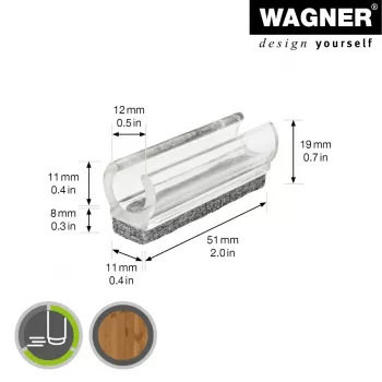 Wagner design yourself EH 0690 Clip-On Ολισθητήρες επίπλων, πλαστικό, 12 mm στρογγυλά πόδια, συσκευασία 4 τεμ., Λευκό 15069099
