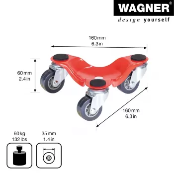 Wagner design yourself ροδάκι μεταφοράς MM 1193 κόκκινο 160 x 160 x 60 mm, φέρουσα ικανότητα 60 kg, 4 περιστρεφόμενα ροδάκια (20119301)