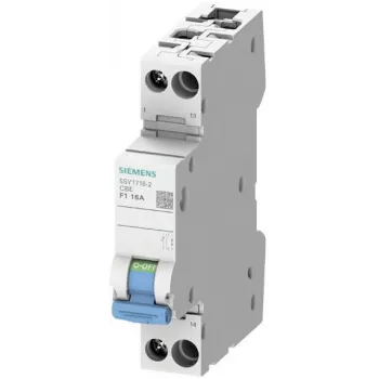 Siemens 5SY1710-2 1-πολικός μικροαυτόματος διακόπτης 1A χαρακτηριστικής Z με ενσωματωμένο βοηθητικό διακόπτη