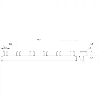 SIEMENS 5ST36760 Ράβδος συλλογής με πείρους 10mm² 1P+N 12 μονάδες, 6 AFDD + 6 εξαρτήματα
