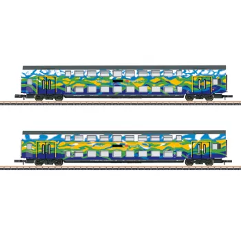 Märklin 87306 Z Σετ Διώροφων Βαγονιών Touristik 1 της DB AG - 2 Διώροφα Ενδιάμεσα Βαγόνια