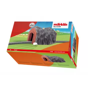 Märklin H0 μονό τραβέρσα τούνελ με λεπτομερές πέτρινο τοξωτό πύλο, γκρι και πορτοκαλί 72202