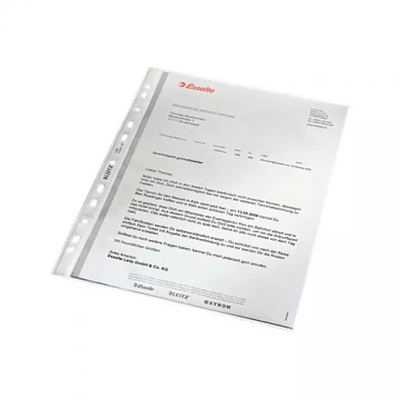 LEITZ 47960000 Θήκη με διάτρηση A4, πολυπροπυλένιο 0,07 mm, διαφανές, συσκευασία 100 τεμ.
