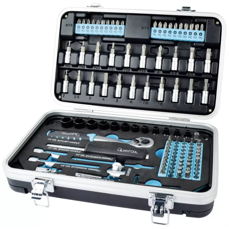 BRÜDER MANNESMANN QUANTOOL Q25003 116-Piece 1/4 inch Hex Bit Set with Security Bits