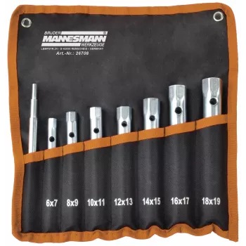 Brüder Mannesmann M26708 Σετ καρυδάκιας 8 τεμ., χάλυβας χρωμίου-βαναδίου, μεγέθη 6x7 έως 20x22 mm, DIN 896 Form B, σε πλαστική βάση