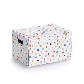 Zeller Dots Κουτί αποθήκευσης λευκό με κουκκίδες 25 x 35 x 20 cm 14475