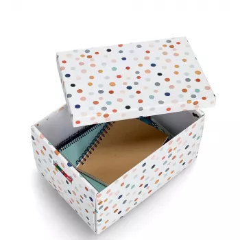 Zeller Dots Κουτί αποθήκευσης λευκό με κουκκίδες 25 x 35 x 20 cm 14475