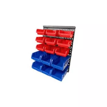 BRÜDER MANNESMANN M41561 Οργανωτής μικροαντικειμένων 16 τεμ. τοποθέτησης στον τοίχο, πλαστικό, Μπλε/Κόκκινο