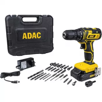 BRÜDER MANNESMANN ADAC 20 V δραπανοκατσάβιδο μπαταρίας με μπαταρία Li-Ion, κιβώτιο 2 ταχυτήτων, ροπή 40 Nm, τσοκ ταχείας σύσφιξης 13 mm, βαλίτσα μεταφοράς, περιλαμβάνονται μύτες (M17692)