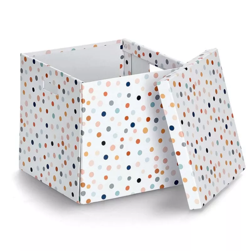 Zeller Dots Λευκό κουτί αποθήκευσης με πουά 33,5 x 33 x 32 cm 14476