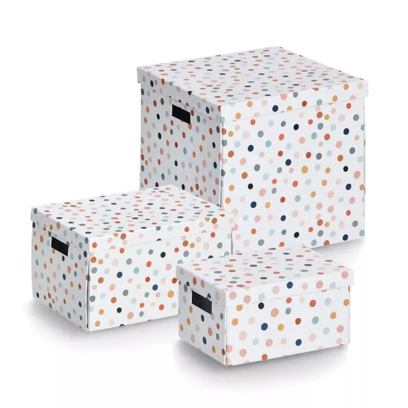 Zeller Dots Λευκό κουτί αποθήκευσης με πουά 33,5 x 33 x 32 cm 14476