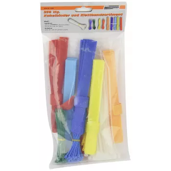 BRÜDER MANNESMANN Σετ δεματικών και ιμάντων Velcro, 350 τεμ., 200 δεματικά 2,5 x 100 mm, διάφορα χρώματα, 150 ιμάντες Velcro, επαναχρησιμοποιήσιμοι, διαχείριση καλωδίων εσωτερικού χώρου (M13060)