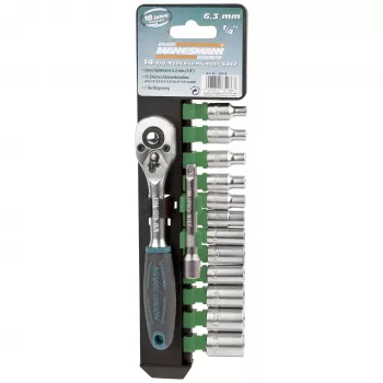 Brüder Mannesmann M29114 Σετ καρυδάκια 14 τεμ. με υποδοχή 1/4 ίντσας, χρώμιο-βανάδιο, 4-13 mm