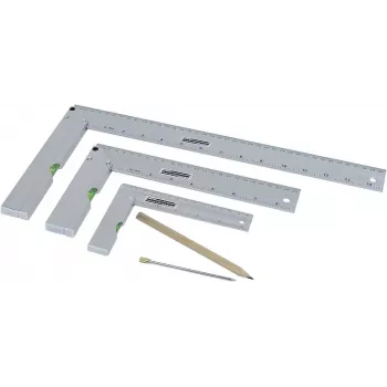 Brüder Mannesmann M81210 Σετ 5 τεμ. γωνιών με βελόνα χάραξης, σκληρυμένο ατσάλι, μετρικό, χάρακας 100 mm, μοιρογνωμόνιο 0-180°, γωνία 45° φαλτσογωνιάς, κεντραδόρικη γωνία, πλαστική θήκη 0418002