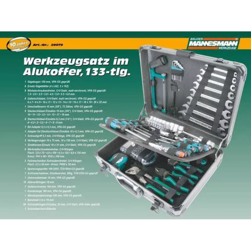Brüder Mannesmann M29079 133-τεμ. σετ εργαλείων σε αλουμινένια βαλίτσα