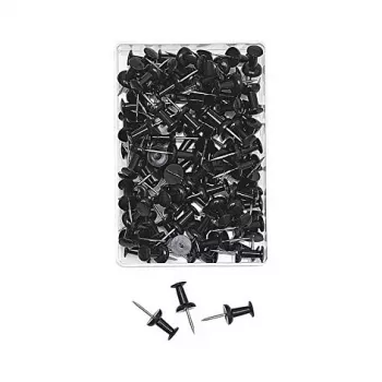 WEDO 54 201 μαύρες πινέζες, 100 τεμ., πάχος βελόνας 12 mm, διάμετρος κεφαλής 10 mm, διαφανές πλαστικό κουτί