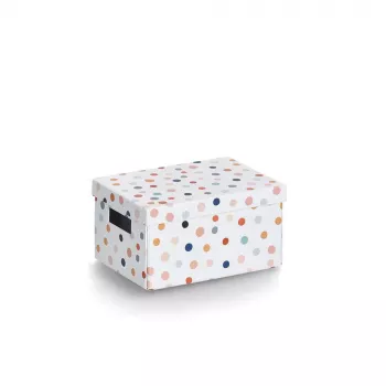Zeller Dots κουτί αποθήκευσης λευκό με κουκκίδες 18,0 cm x 25,0 cm 14474