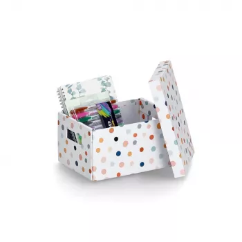 Zeller Dots κουτί αποθήκευσης λευκό με κουκκίδες 18,0 cm x 25,0 cm 14474