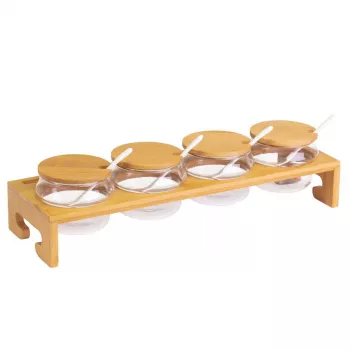 WESTMARK Marmeladenbar Tapas + Friends Σετ σερβιρίσματος, σανίδα ακακίας, 3 γυάλινα μπολ, 3 κουτάλια ανοξείδωτου 69902260
