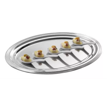 APS CLASSIC Ορθογώνια πλάκα σερβιρίσματος 460x340mm Ασημί Επινικελωμένο και επιχρωμιωμένο μέταλλο με γραμμές