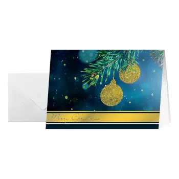 Sigel DS065 Χριστουγεννιάτικες κάρτες Golden Glitter με φακέλους, DIN A6, 10 τεμ.