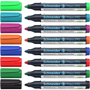 Schneider Maxx 290 μαρκαδόροι whiteboard και flipchart σετ 8 τεμ. διάφορα χρώματα, στρογγυλή μύτη 2,0-3,0 mm 129098