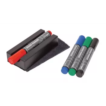 SIGEL BA151 σετ αξεσουάρ whiteboard, 4 στεγνού σβησίματος μαρκαδόροι, μαγνητική σβήστρα, μαγνητική βάση μαρκαδόρων, σπρέι καθαρισμού 50 ml, 10 πανάκια καθαρισμού, μαύρο