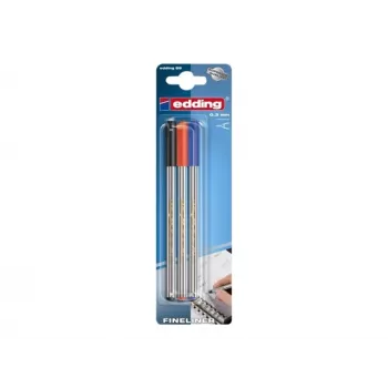 Edding 4-89-3-1999 Σετ στυλό fineliner, 0,3 mm, Μαύρο, Κόκκινο, Μπλε (3 στυλό)