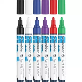Schneider Paint-It 320 V1 σετ μαρκαδόρων ακρυλικού, 6 διάφορα χρώματα, 4,0 mm στρογγυλή μύτη 120295