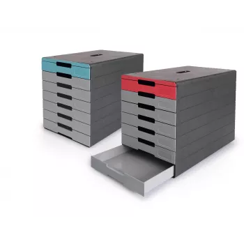 DURABLE IDEALBOX PLUS μονάδα συρταριών DIN A4 με 7 συρτάρια, γκρι/κόκκινο 776303
