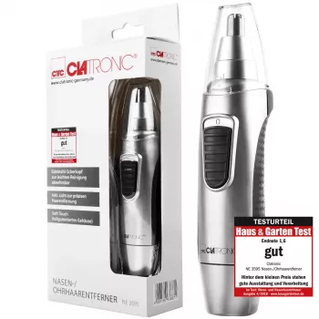 Clatronic NE 3595 τριμερ για τρίχες μύτης και αυτιών με φως ακριβείας, αφαιρούμενη κεφαλή κοπής ανοξείδωτου χάλυβα (263687)