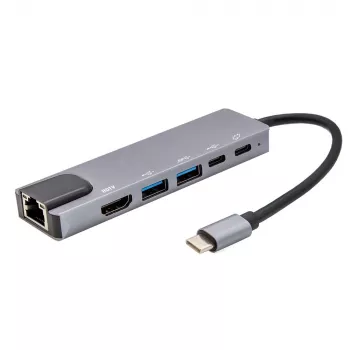 E+P USB-C πολυπροσαρμογέας 6-in-1 MPA6 μαύρο/ασημί
