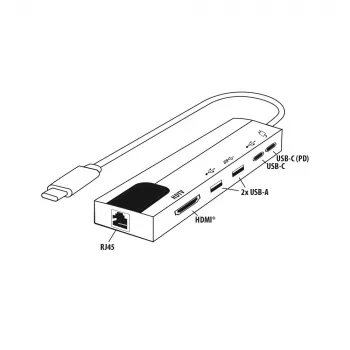 E+P USB-C πολυπροσαρμογέας 6-in-1 MPA6 μαύρο/ασημί
