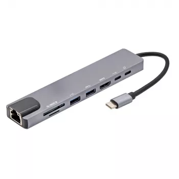 E+P USB-C πολυπροσαρμογέας 8-in-1 MPA8 μαύρο/ασημί